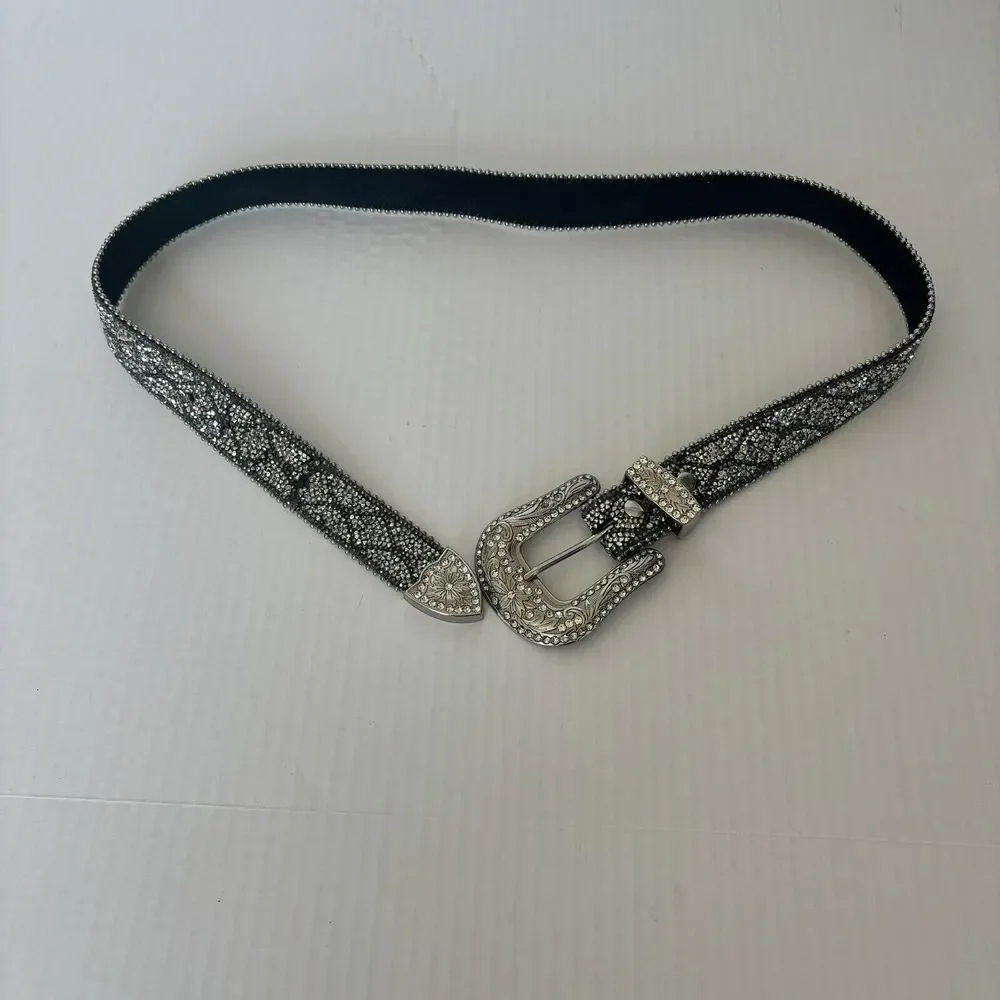 Silver Rhinestone Studded Western Rodeo High Quality Fashion Chic Cowgirl Belt